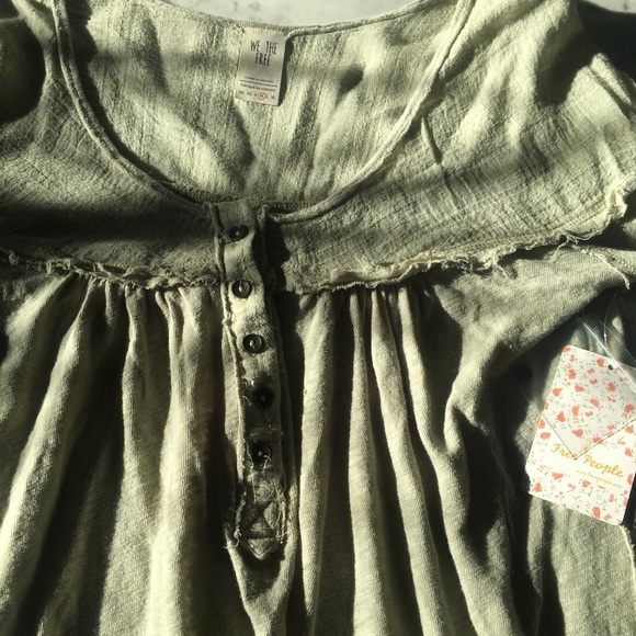 Free People Down Under Henley Top in Washed Army - Picture 5 of 7